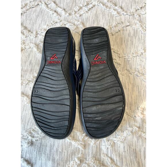VIONIC Women's Pacific Cherine Navy Blue Leather Orthopedic Sandals Size 11 - Picture 4 of 8
